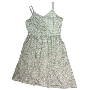 Yathon Green Floral Spaghetti Strap A-Line Dress XL Cottagecore Boho Romantic